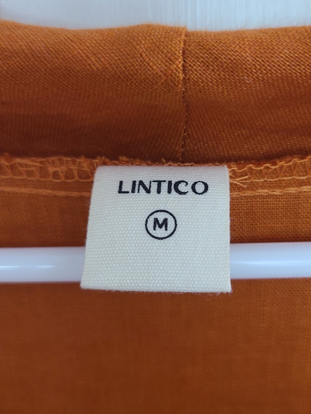 Lintico 100% Linen V Neck Short Sleeve Shirt Size M Sierra Burnt Orange - Picture 5 of 13